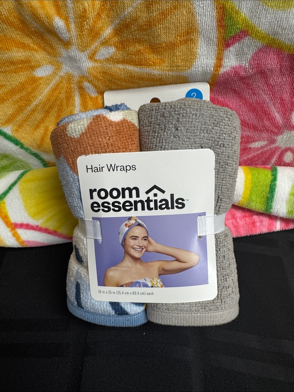 Room Essentials Colorblock and Gray Terry Hair Wraps